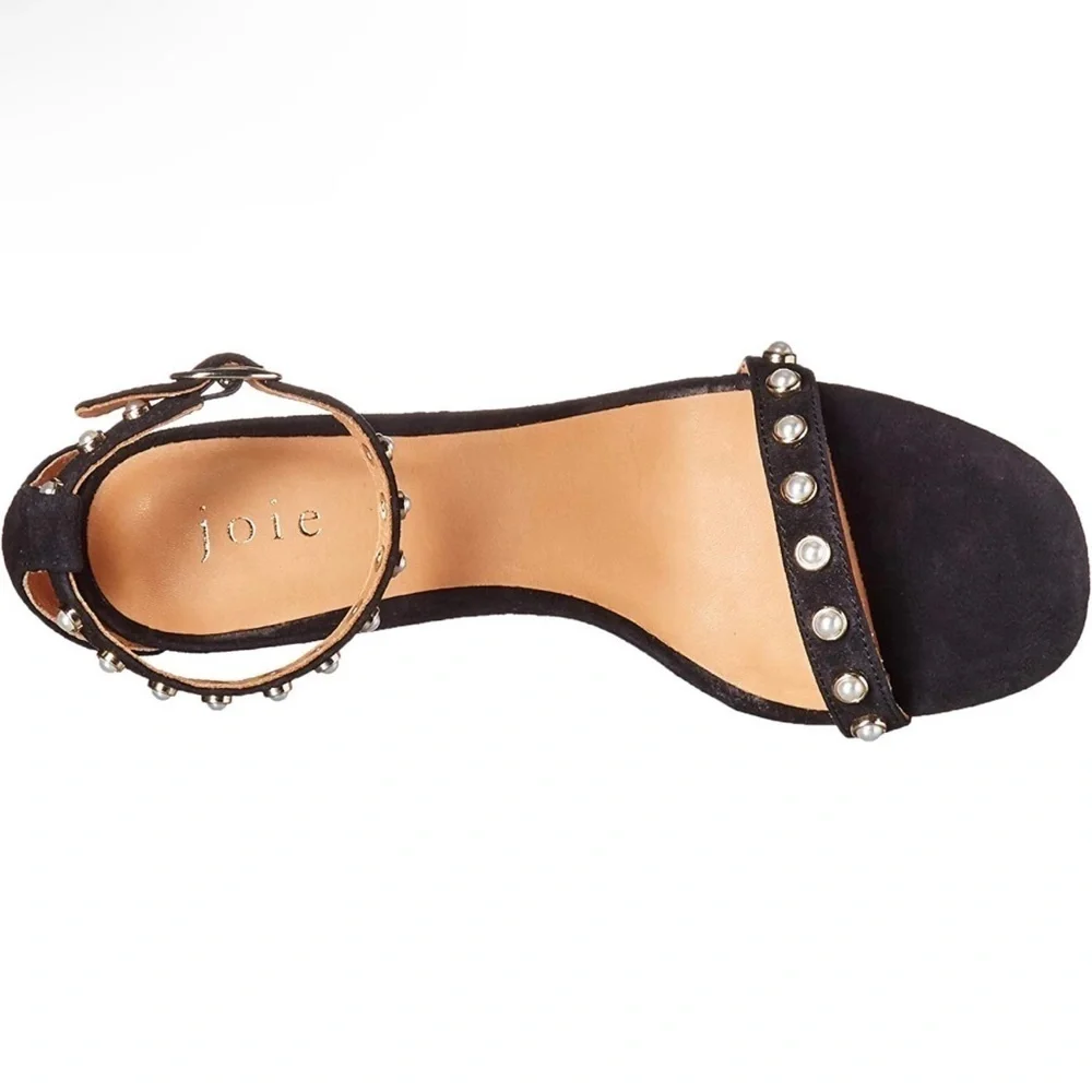 NEW Joie Alana High Heel Sandals Pearl Black Suede Sz. 9.5